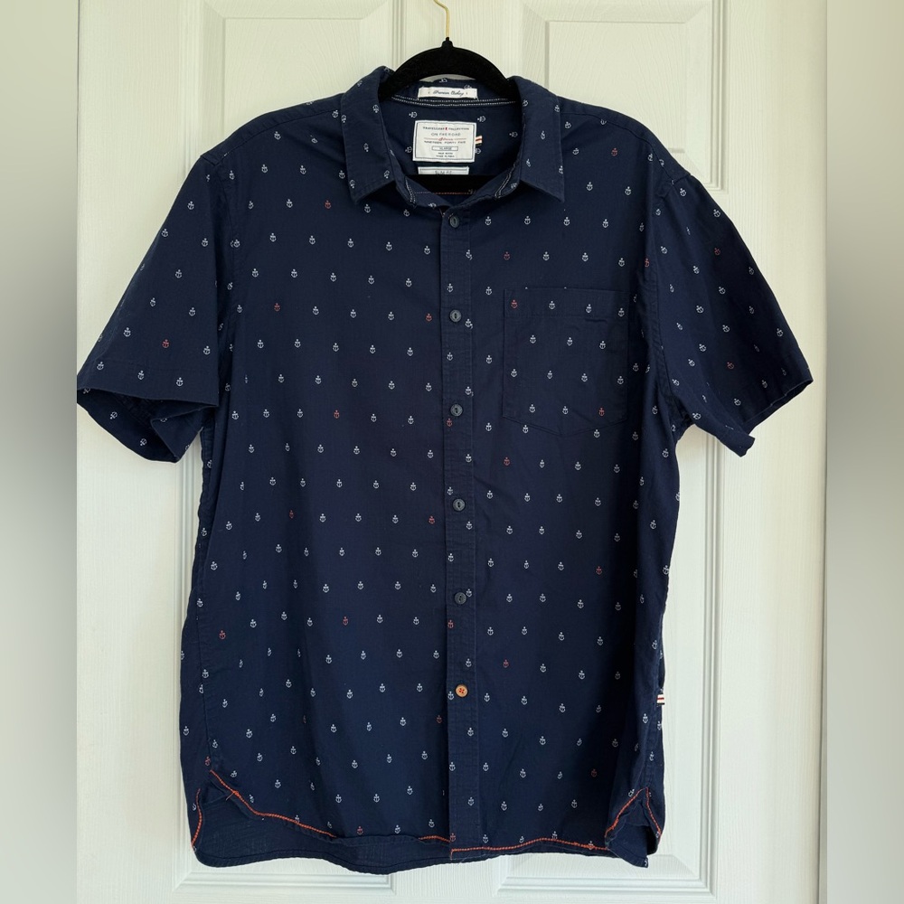 On The Road Dark Blue Patterned Casual Shirt